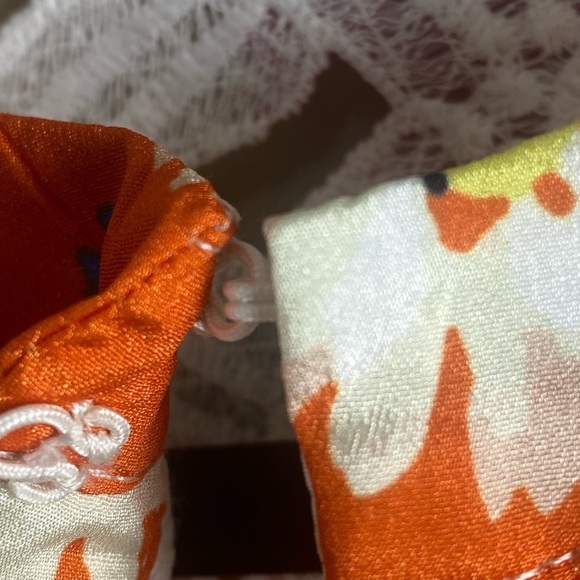 Michael Simon Orange Ivory Cut Out Lace Floral Blazer Jacket SZ Petite PS - Picture 7 of 10